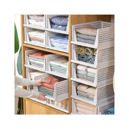 JD FRESH Polypropylene 5 Pieces Wardrobe Organizer for Storage Foldable - White-image-12