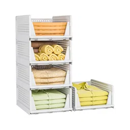 JD Fresh Polypropylene 5 Pieces Wardrobe Organizer for Storage - White-image-9