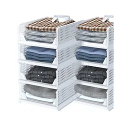 JD FRESH Polypropylene 6 Pieces Wardrobe Organizer for Storage Foldable - White-image-0