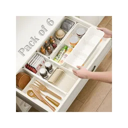 JD FRESH White 6 Pieces Kitchen Drawer Organisers-image-37
