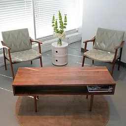 Jdav Furniture Wooden Rectangle Sofa Center Table for Living Room | Rectangular Coffee Centre Table Shelf Storage | Natural Finish-picture-18