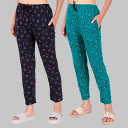 jeckward Pack of 2 Women Printed Multicolor Track Pants-picture-13