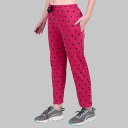 jeckward Women Polka Print Pink Track Pants-picture-14
