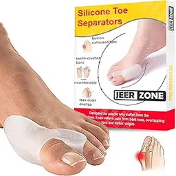 jeerzone Gel Bunion Guard Toe Separators to Correct Bunions, Corrector, Toe Spreader Pain Relief From Two Finger Toe Separator Hallux Valgus- Crooked Toes, Corrector (White) (1 Pair (2PCS))-picture-36