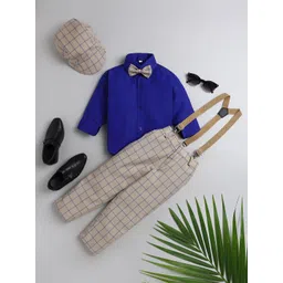 Jeetethnics Boys Beige & Blue Shirt & Trouser With Suspenders-picture-10