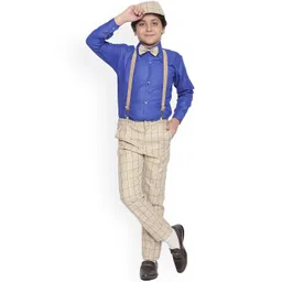 Jeetethnics Boys Beige & Blue Solid Shirt with Trousers-picture-19