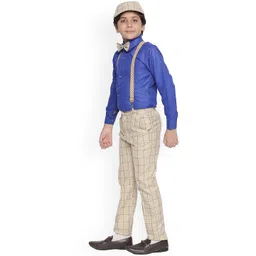 Jeetethnics Boys Beige & Blue Solid Shirt with Trousers image 3
