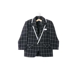 Jeetethnics Boys Black & Off-White Checked Blazer-picture-28