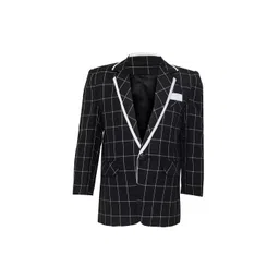 Jeetethnics Boys Black & White Checked Single-Breasted Blazer-picture-12