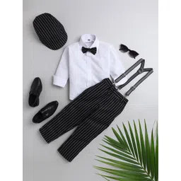 Jeetethnics Boys Black & White Shirt & Trouser With Suspenders-picture-40