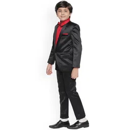Jeetethnics Boys Black Solid 4-Piece Single-Breasted Partywear Suit image 3