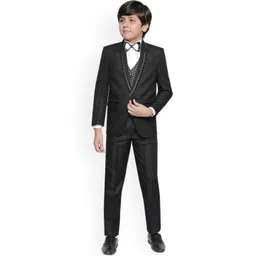 Jeetethnics Boys Black Solid 5-Piece Single-Breasted Partywear Suit-picture-16
