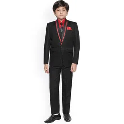 Jeetethnics Boys Black Solid 5 Piece Tuxedo Suit-picture-13