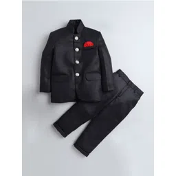 Jeetethnics Boys Black Solid Bandhgala 2-Piece Suits-picture-19