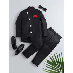 Jeetethnics Boys Black Solid Two-Piece Suit-picture-20