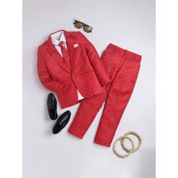 Jeetethnics Boys Checked Slim-Fit Single-Breasted Three-Piece Party Suit-picture-16