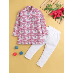 Jeetethnics Boys Geometric Print Mandarin Collar Regular Straight Kurta With Pyjamas-picture-14