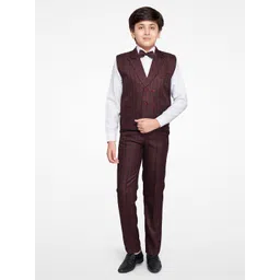 Jeetethnics Boys Maroon & Red Checked Shirt with Trousers-picture-31