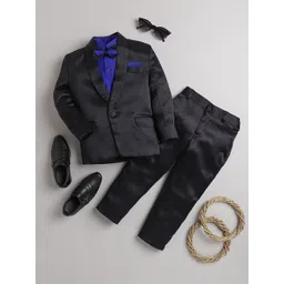 Jeetethnics Boys Shawl Collar Silk Cotton Tuxedo 3 Piece Suit-picture-16