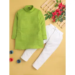 Jeetethnics Boys Striped Band Collar Long Sleeves Regular Kurta With Pyjamas-picture-43