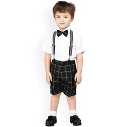 Jeetethnics Boys White & Black Solid Shirt with Checked Shorts-picture-29