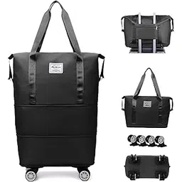 jeeyanshi enterprise Duffel Trolley Bags for Travel,Luggage Bags for Travel,Rolling Duffle Bag with Wheels,Travel Bags for Luggage Trolley,Expandable Foldable Duffle Bag with Wheels (Black)-picture-52