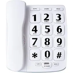 jekavis J-P02 Large Button Corded Phone for Elderly with Speakerphone Amplified Phones Support Speed Dial/Wall Mountable, White-picture-23