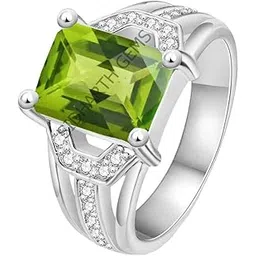 jemsprime 7.00 Ratti 6.00 Carat Certified Natural Green Peridot Gemstone Brass Finger Adjustable Panchdhatu Ring/Anguthi for Men and Women Lab Approved-picture-52