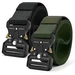 jet stream Unisex Synthetic Belt Wide Nylon Military Style Tactical Canvas Men's and Women's Waist Belt with Metal Buckle (pack of 2)-picture-29
