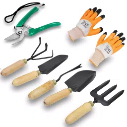 JetFire Wooden Gardening Work Set of Cultivator, Hand Rack, Weeder, Trowel, Pruner-picture-12