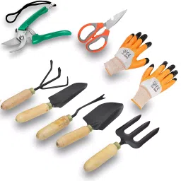 JetFire Wooden Gardening Work Set of Cultivator, Hand Rack, Weeder, Trowel, Pruner-picture-13
