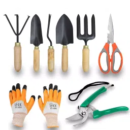 JetFire Wooden Gardening Work Set of Cultivator, Hand Rack, Weeder, Trowel, Pruner Garden 8 Tool Kit-picture-14