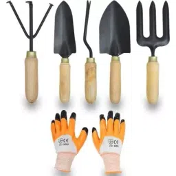 JetFire Wooden Work Set of Cultivator, Hand Rack, Weeder, Trowel, Gloves  Garden Tool Kit-picture-10