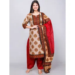 Jevi Prints Ethnic Motifs Printed Pure Cotton Kurta with Patiala & Dupatta-picture-10