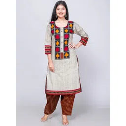 Jevi Prints Ethnic Motifs Printed Regular Pure Cotton Kurta with Patiala & Dupatta-picture-13