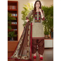 Jevi Prints Ethnic Motifs Printed Regular Pure Cotton Kurta with Patiala & With Dupatta-picture-18