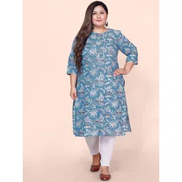 Jevi Prints Plus Size Floral Printed Gotta Patti Pure Cotton Kurta-picture-39