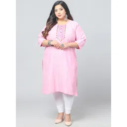 Jevi Prints Women Plus Size Floral Yoke Design Cotton Kurta-picture-10