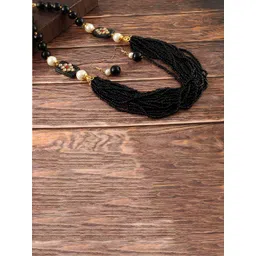 Jewar Mandi Black Gold-Plated Multi Strand Jewellery Set-image-32