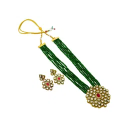 Jewar Mandi Gold-Plated Kundan-Studded & Beaded Jewellery Set-image-29