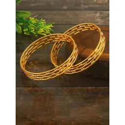 Jewar Mandi Set Of 2 Gold-Plated AD & CZ Studded Bangles-image-43