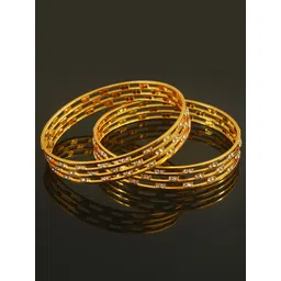 Jewar Mandi Set Of 2 Gold-Plated AD-Studded Bangles-image-45