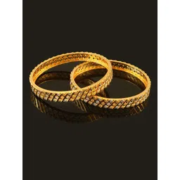 Jewar Mandi Set Of 2 Gold-Plated & Silver-Plated Intricate Design Bangles-picture-40