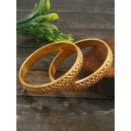 Jewar Mandi Set Of 2 Gold-Plated Bangles-image-0