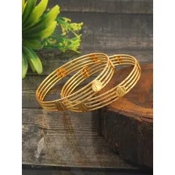Jewar Mandi Set Of 2 Gold-Plated Bangles-image-9