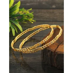 Jewar Mandi Set Of 2 Gold-Plated Bangles-image-1