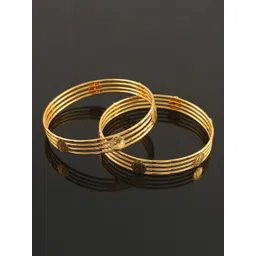 Jewar Mandi Set Of 2 Gold-Plated Designed Bangles-image-4