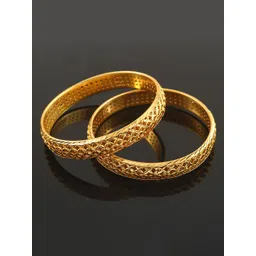 Jewar Mandi Set of 2 Gold-Plated Net & Etching Textured Bangles-picture-28
