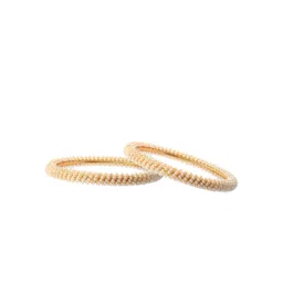Jewar Mandi Set Of 2 Gold-Plated Pearls Studded Bangles-image-47