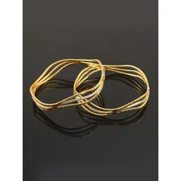 Jewar Mandi Set of 2 Gold Plated Silver Glitter Brass Bangle-image-14